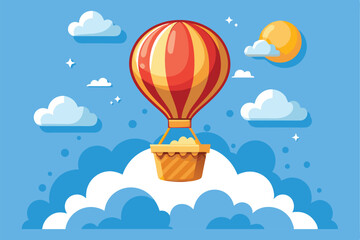 Whimsical cartoon hot air balloon, rendered A.eps