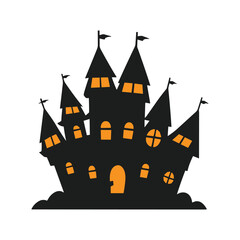 Ghostly haunted house silhouette vector for Halloween themes