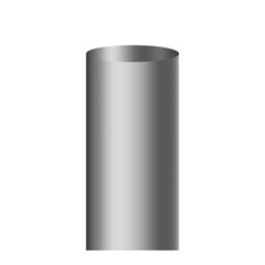 Silver metal cylinder. Gradient metallic tube. Shiny vector object. Industrial design element.