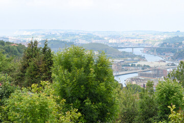 Fototapeta premium Panoramic view of the Nervion estuary in the city of Bilbao