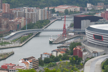 Panoramic view of the Nervion estuary in the city of Bilbao