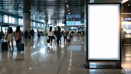 A Frame Mockup for Advertising in a Busy Airport frame mockup for advertising