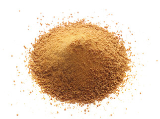 Pile of coconut palm sugar isolated on white 