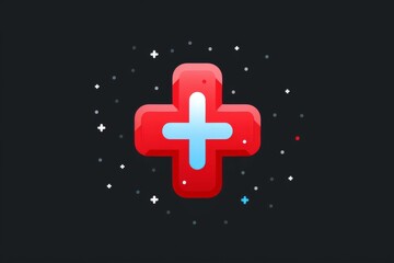 Obraz premium Illustration of a glowing red medical cross emphasizing healthcare services medical expertise and professional care in a dynamic and innovative setting.