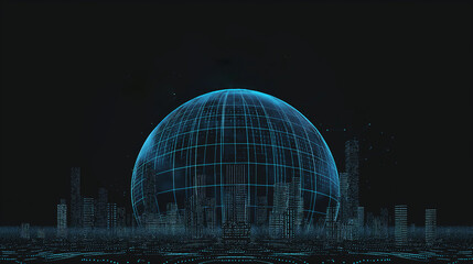 Obraz premium futuristic scene of AI network covering a whole modern city at night