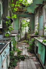 Abandoned House Overtaken by Houseplants in Urban Exploration Photo