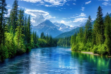 Cascades National Park: Mountain River and Forest in North Washington