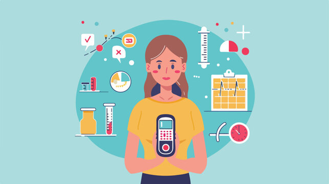 Woman Diabetes Management Graphs Elements