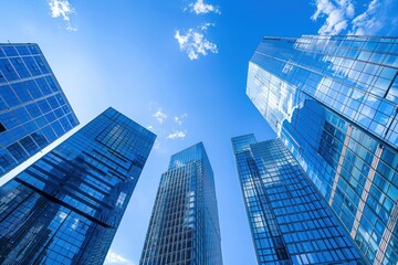 Modern Skyscrapers against a Blue Sky