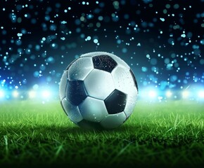 Naklejka premium soccer ball on the background of the arena