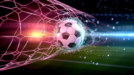 soccer ball hitting the net