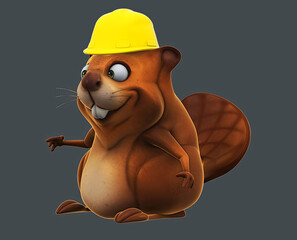 Fun 3D cartoon beaver talking