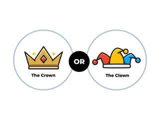 The crown or the clown. Isolated Vector Illustration