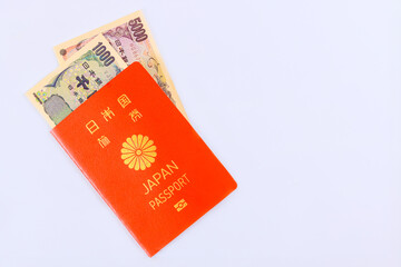 Japanese passport is required when traveling with Japanese currency yen banknote