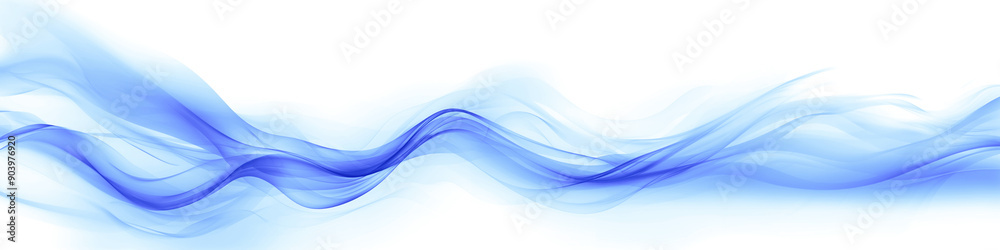 Wall mural abstract asymmetrical glowing translucent blue wave