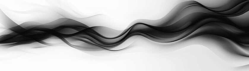 Abstract asymmetrical glowing translucent black wave