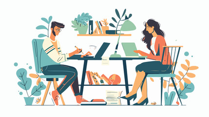 Creative Writer and Author Collaboration Concept with Man and Woman Creating Interesting Content