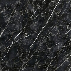 Black marble texture with white veins. Seamless pattern.
