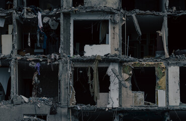 destroyed building in a city lost in the war in Ukraine