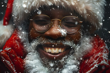 Portrait of a Man and Woman Smiling at the Camera During Christmas and New Year in Winter. Capturing the Warmth, Kindness, and Festive Spirit of the Holiday Season. A Joyful Scene Reflecting Togethern
