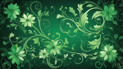 green floral swirls abstract background design backdrop copy space