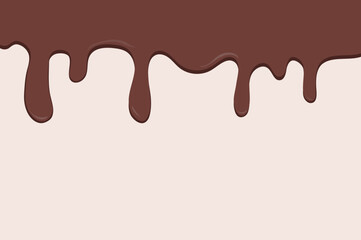 Dripping melted chocolate. Dripping liquid. Flowing chocolate isolated on white background. leak, splash, spilled liquid. Vector illustration.