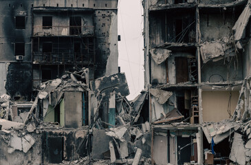 destroyed building in a city lost in the war in Ukraine