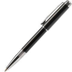 Elegant Black Ballpoint Pen with Silver Accents.