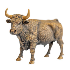 A bull figurine on transparent background