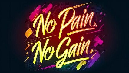 No Pain No Gain colorful background and text (T-shirt Design Motivational Quote, Illustration ,Typography)