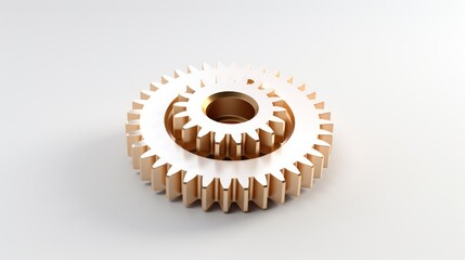 A large white metal gear on a white background. Neural network ai generated art
