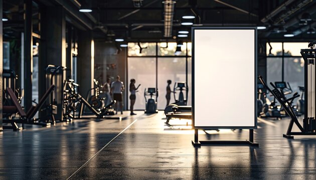Vertical Display Ad Mockup in a Modern Gym Setting frame mockup for advertising