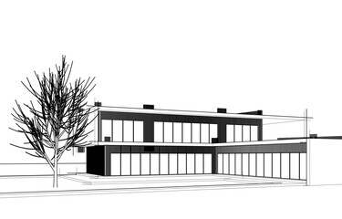 architectural sketch of a house