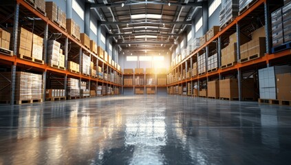 Fototapeta premium Warehouse Interior with Sunlight