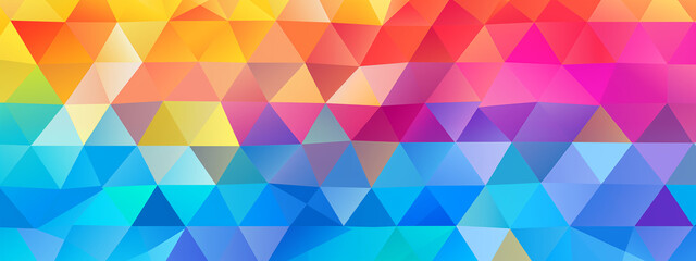 Bright and Vibrant Geometric Abstract Background with Rainbow Gradient Effect and Triangular Pattern