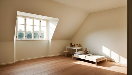 A serene childs room nestled in the attic exuding.generative.ai 