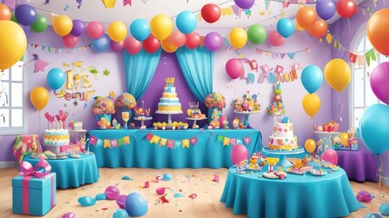 childrens party setup background art design backdrop copy space