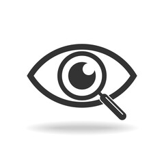 Eye and magnifier glass graphic icon. Sign isolated on white background. Search symbol. Vector illustration