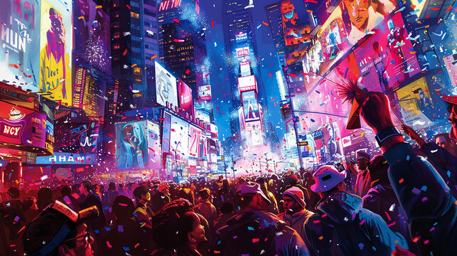 A vibrant New Year's Eve celebration in Times Square