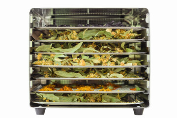 Herbs Drying Machine Isolated on White Background. Dry Fresh Herbs Equipment concept.