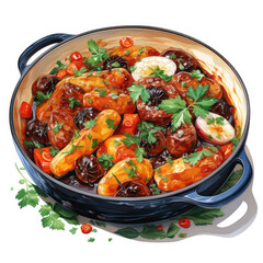 Watercolor Spicy beef stew, clipart Illustration, Generative Ai