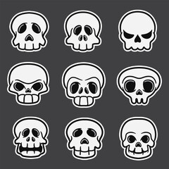 set of skull good for sticker, pattern design, element design, etc