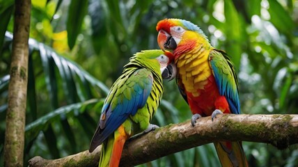 Obraz premium Colorful Parrots in the Rainforest (Psittacidae)