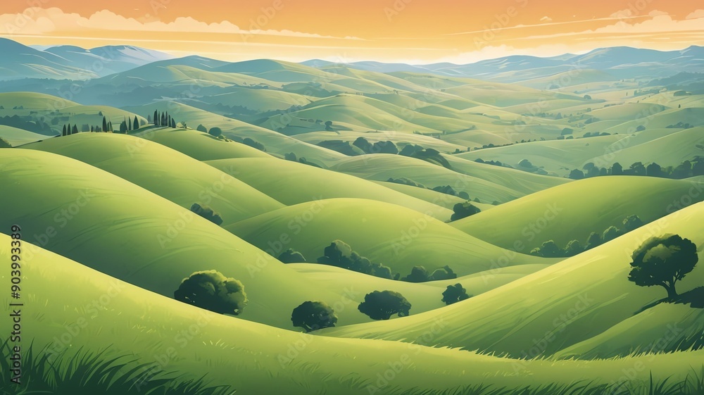 Wall mural rolling hills background art design backdrop copy space