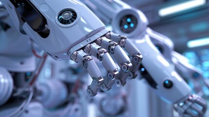 Obraz premium A close-up of the robotic arms in a surgical system, showing the precision and detail of the instruments.