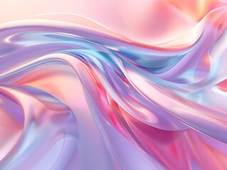 Fototapeta premium Abstract iridescent waves in pink, blue and purple colors.