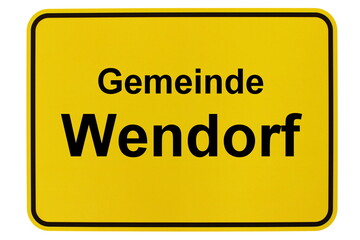 Illustration eines Ortsschildes der Gemeinde Wendorf in Mecklenburg-Vorpommern