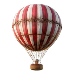 Naklejka premium Vintage Hot Air Balloon Classic Red and White Stripes On Isolated Background.