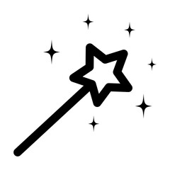 
Illustration showing a black magic wand icon on a white background