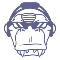 DJ T. Rex Dinosaur Dino Monster Head Sunglasses Headphone Animal Techno Disco Dance Club Music Party Mixing Console Record Player Vinyl Plate Deejay Mixer Happy Funny Cute Cool Comic Cartoon Drawing